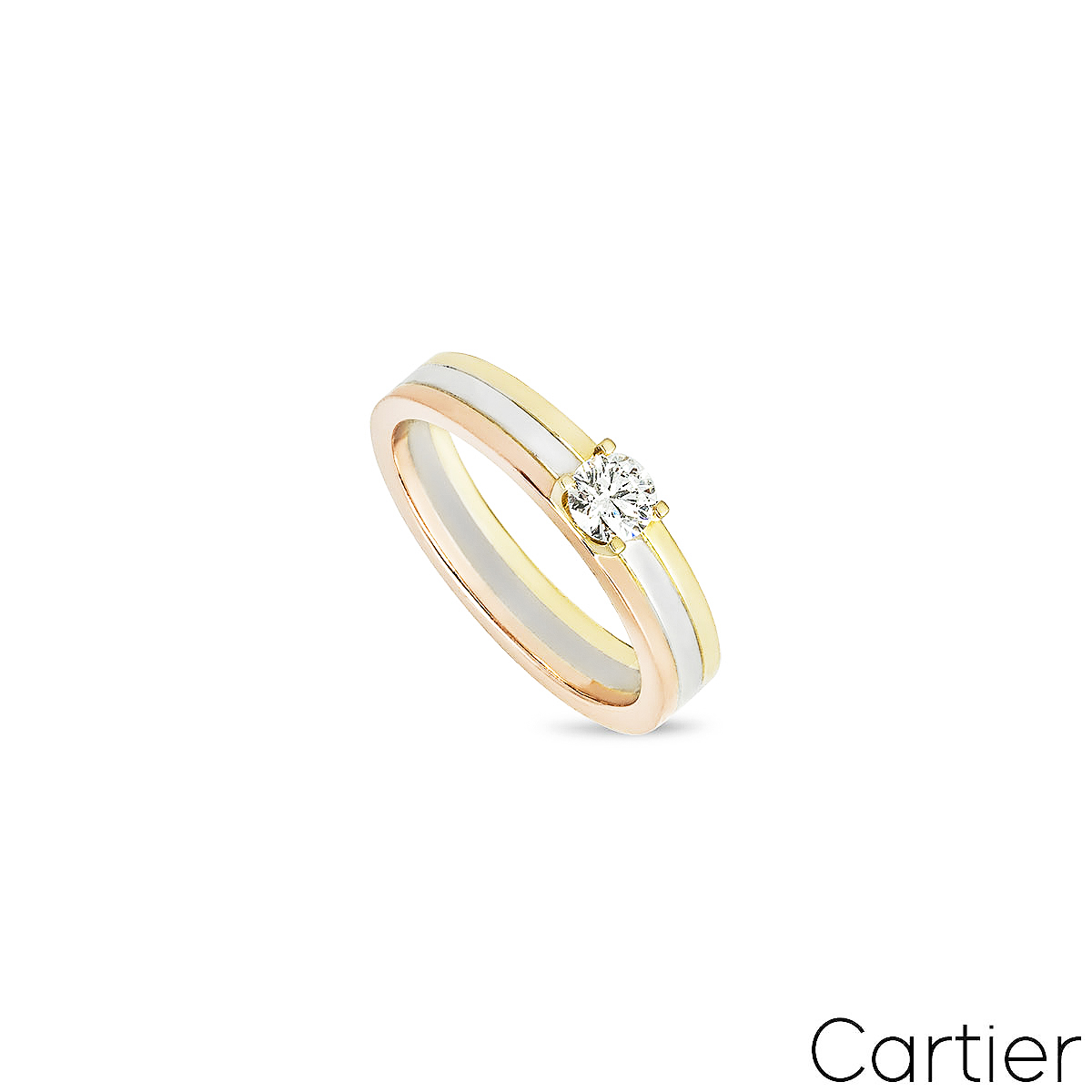 Cartier Tri-Colour Trinity Round Brilliant Cut Diamond Ring 0.24ct Size 52 N4204200 Cartier Tri-Colour Trinity Round Brilliant Cut Diamond Ring 0.24ct Size 52 N4204200